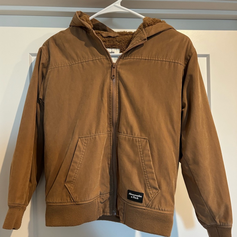 boys 9/10 fur brown Abercrombie kids jacket